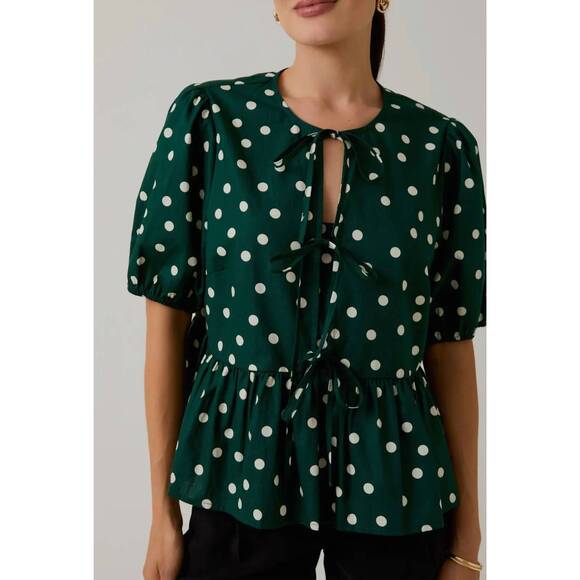 SUNDAY EDITION Tops - NEW SUNDAY EDITION junie polka dot blouse in green